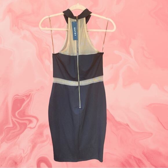 NEW Entry bodycon black dress with nude mesh acccents - Picture 2 of 8